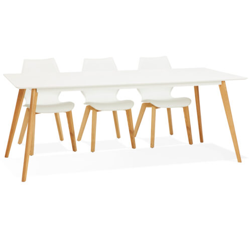 Table à manger MADY blanche style scandinave – 200×90 cm