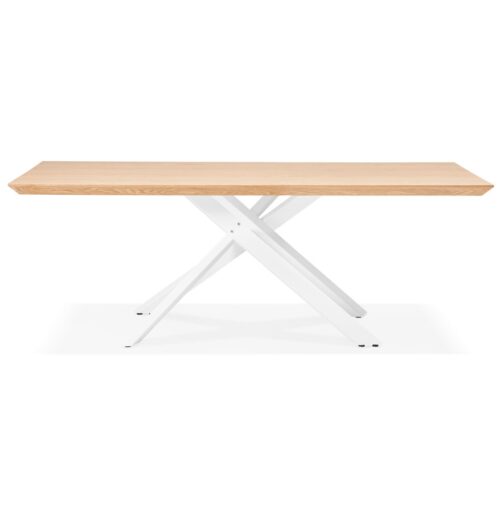 Table a manger WALABY bois naturel pied central blanc 200x100 cm 2