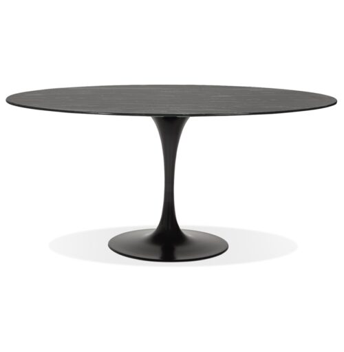 Table a manger ovale CHAMAN noire en verre marbre 160x105 cm 1