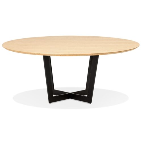 Table a manger ronde LULU bois naturel et metal noir O140 cm 1