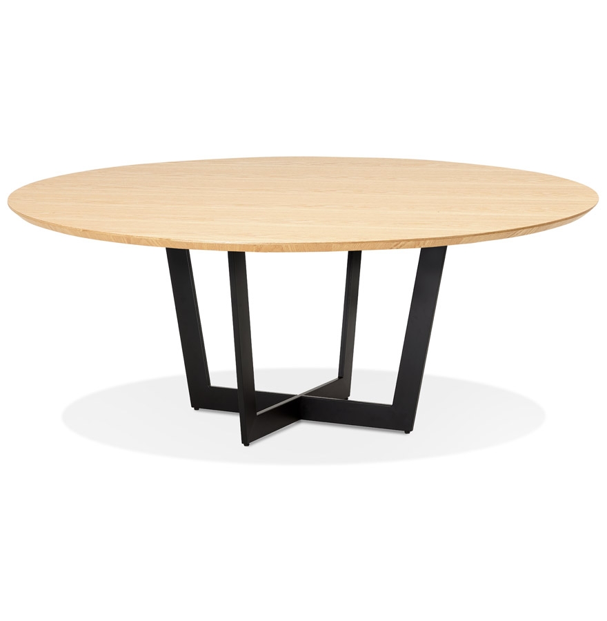 Table à manger ronde LULU bois naturel et métal noir - Ø140 cm