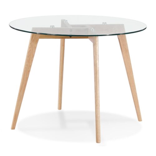 Table à manger ronde en verre ANGELA – Ø 100 cm