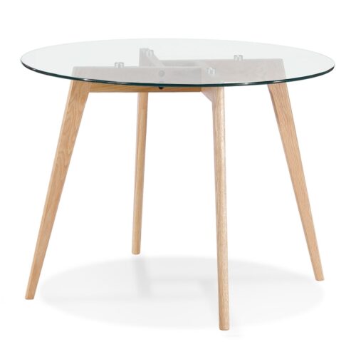 Table à manger ronde en verre ANGELA - Ø 100 cm