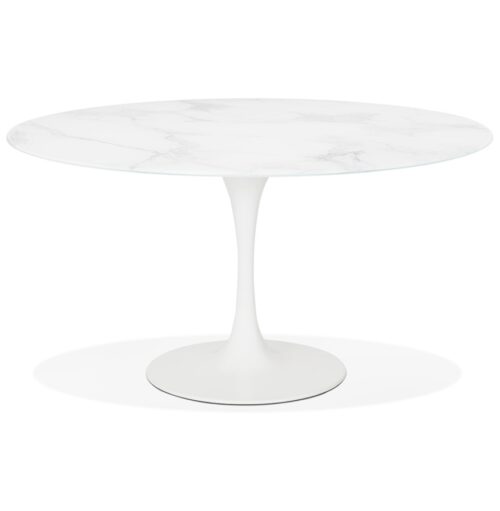 Table à manger ronde en verre marbré SHADOW - Ø 140 CM