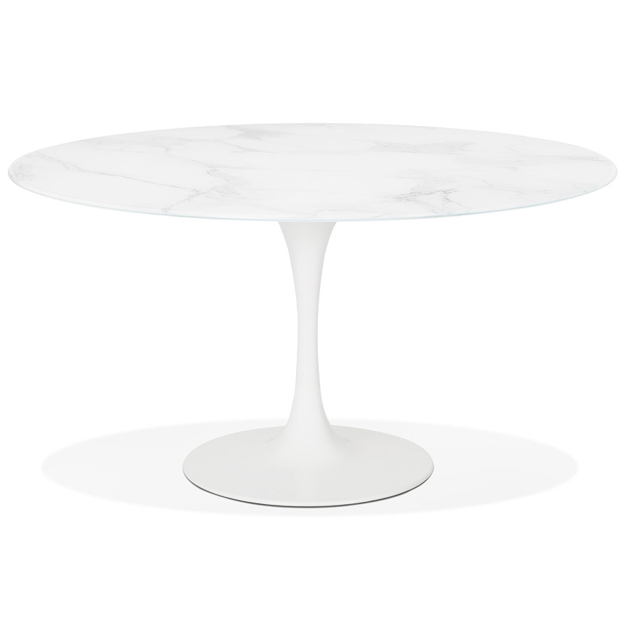 Table à manger ronde en verre marbré SHADOW - Ø 140 CM