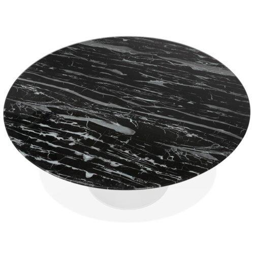 Table a manger ronde verre noir effet marbre O 140 CM 1