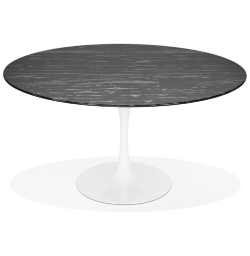 Table à manger ronde verre noir effet marbre - Ø 140 CM