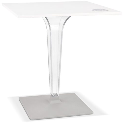 Table carrée LIMPID blanche – intérieur/extérieur 68×68 cm