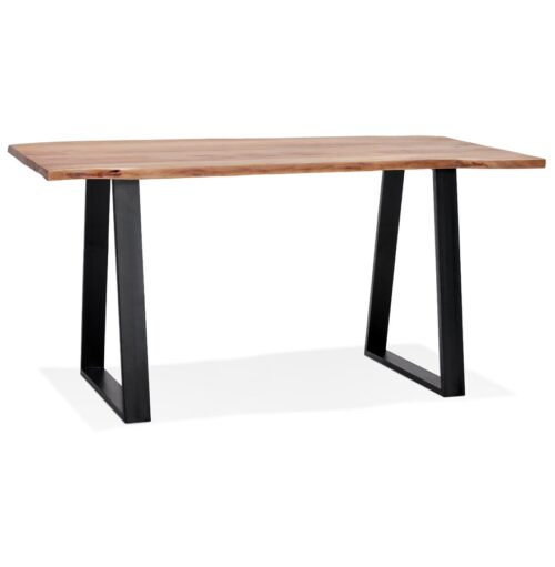 Table de bar haute en bois massif et métal RAFA - 200x95 cm