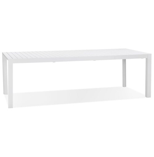 Table de jardin extensible blanche SAMUI en aluminium 180240x100 cm 1