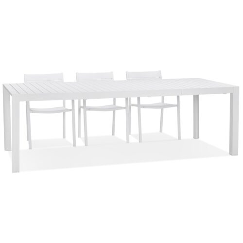 Table de jardin extensible blanche SAMUI en aluminium – 180(240)x100 cm