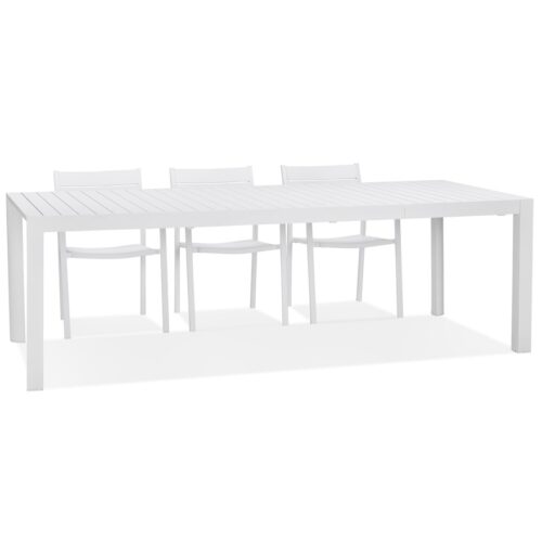 Table de jardin extensible blanche SAMUI en aluminium - 180(240)x100 cm