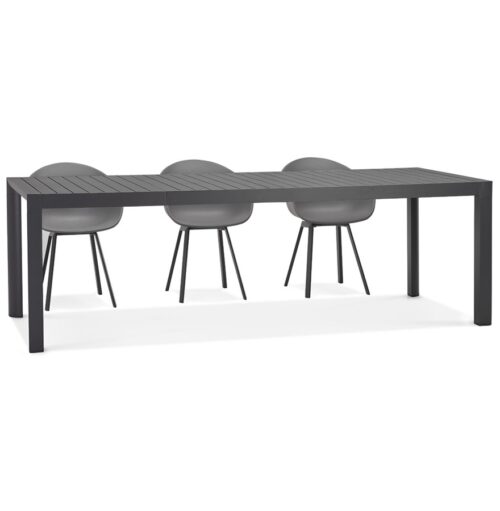 Table de jardin extensible en aluminium gris foncé SAMUI - Dimensions: 180(240)x100 cm