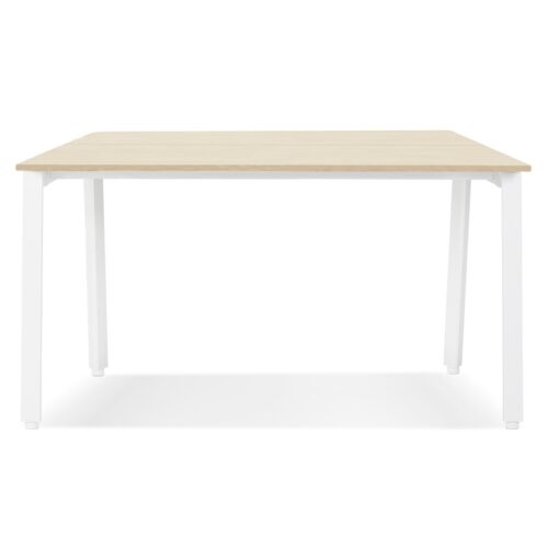 Table de reunion AMADEUS SQUARE bois naturelmetal blanc 140x140 cm 1