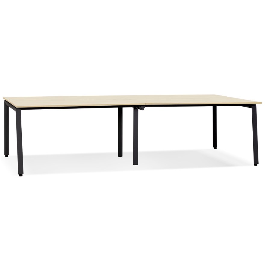 Table de réunion AMADEUS bois naturel et métal noir - 280x140 cm