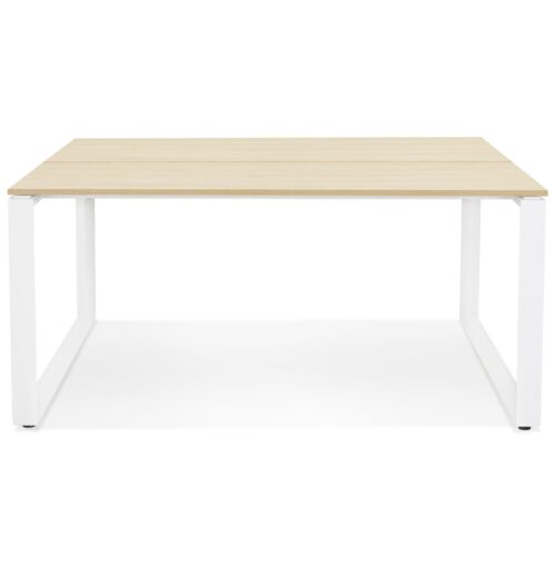 Table de reunion BAKUS SQUARE bois naturel metal blanc 140x140cm 1