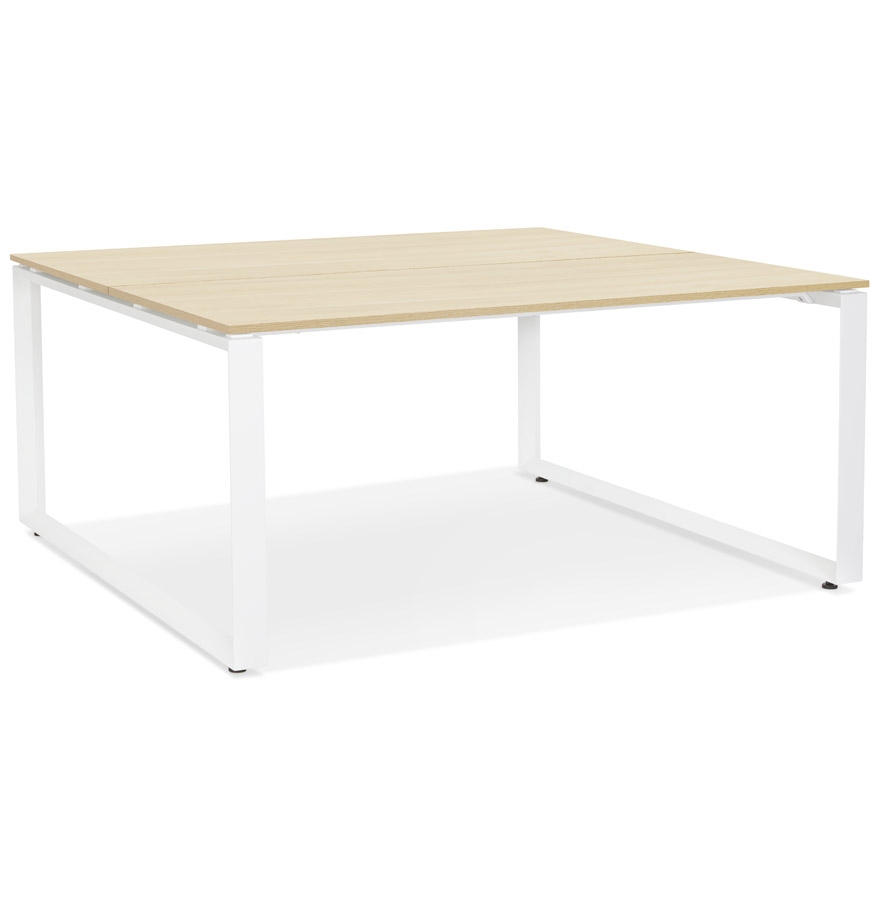 Table de réunion BAKUS SQUARE bois naturel métal blanc - 140x140cm