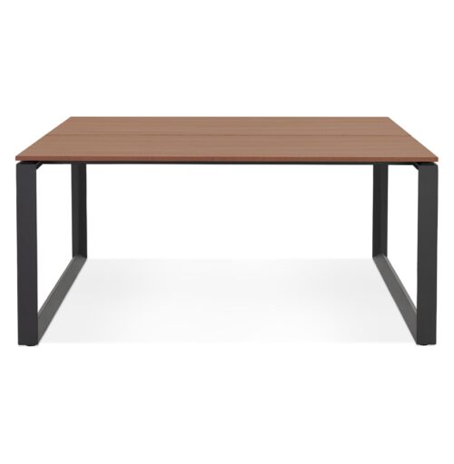 Table de reunion BAKUS SQUARE en bois Noyer et metal noir 140x140 cm 1