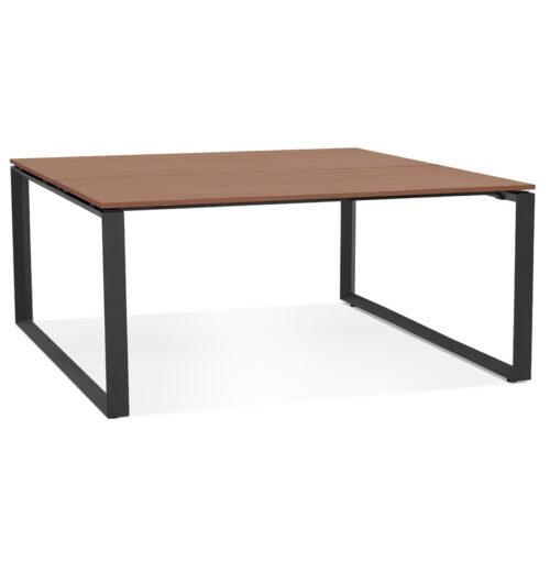 Table de réunion BAKUS SQUARE en bois Noyer et métal noir - 140x140 cm