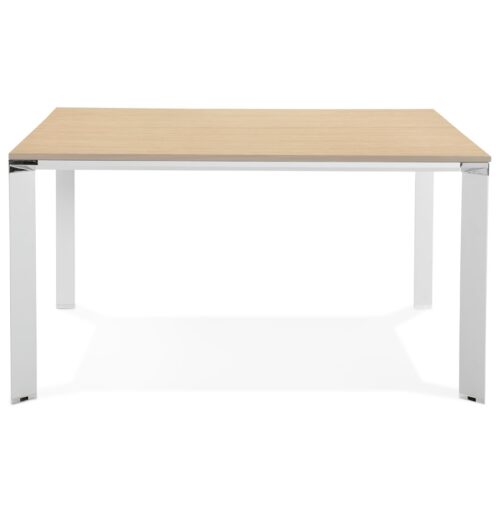 Table de reunion XLINE SQUARE bois naturelmetal blanc 140x140 cm 1