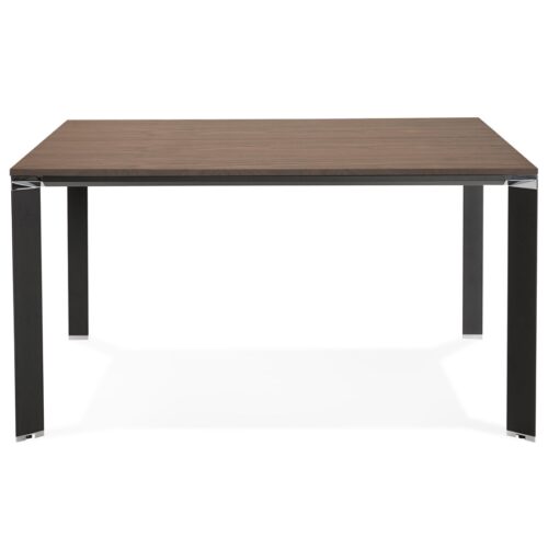 Table de reunion XLINE SQUARE en bois Noyer et metal noir 140x140 cm 1