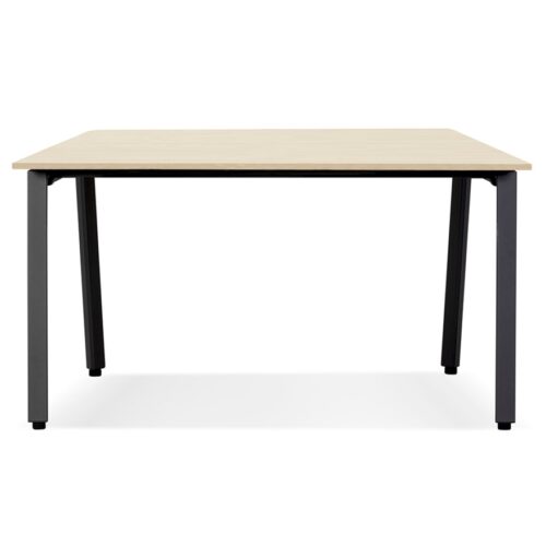 Table de reunion bureau AMADEUS SQUARE bois naturel et metal noir 160x160 cm 1