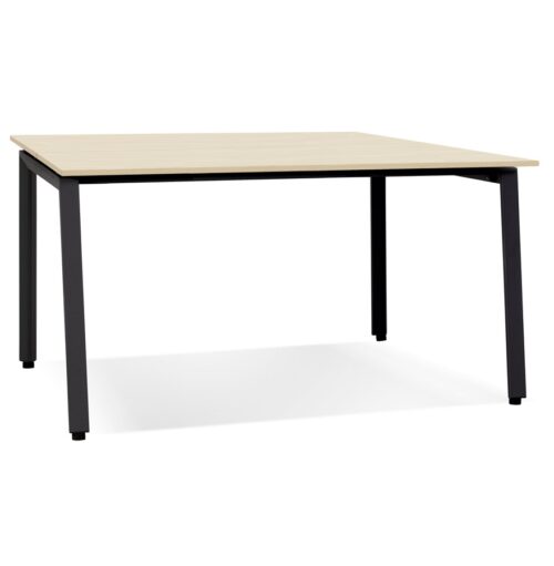 Table de réunion / bureau AMADEUS SQUARE bois naturel et métal noir - 160x160 cm