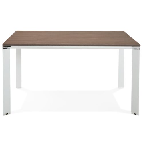 Table de reunion bureau XLINE SQUARE en Noyer et metal blanc 140x140 cm 1