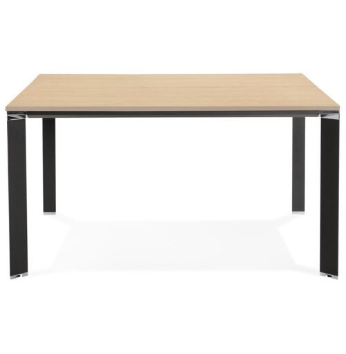 Table de reunion en bois naturel et metal noir XLINE SQUARE 140x140 cm 1