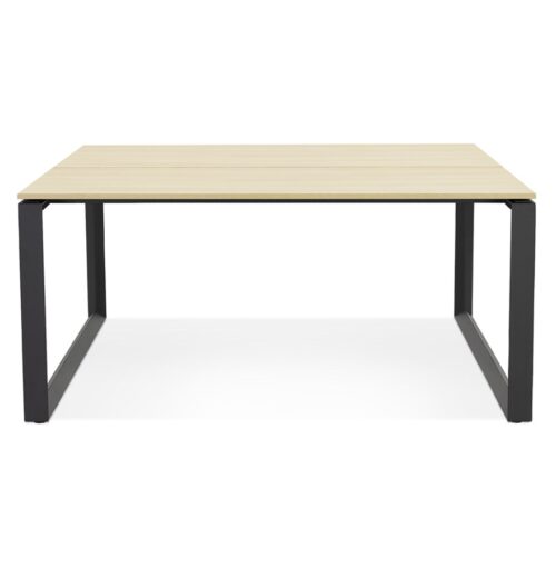 Table de reunion et bureau BAKUS SQUARE en bois naturel et metal noir 160x160 cm 1