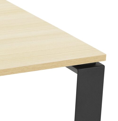 Table de reunion et bureau BAKUS SQUARE en bois naturel et metal noir 160x160 cm 2