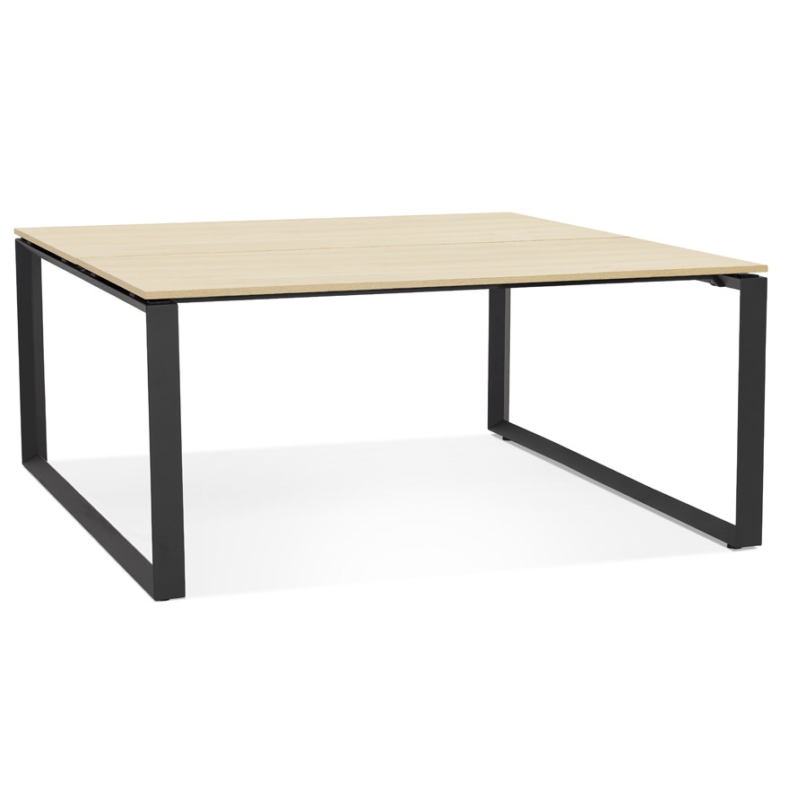 Table de réunion et bureau BAKUS SQUARE en bois naturel et métal noir - 160x160 cm