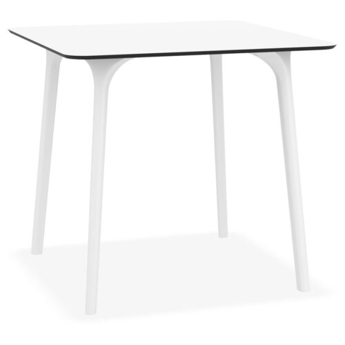 Table de terrasse carrée blanche LAGOON 80×80 cm, intérieur/extérieur