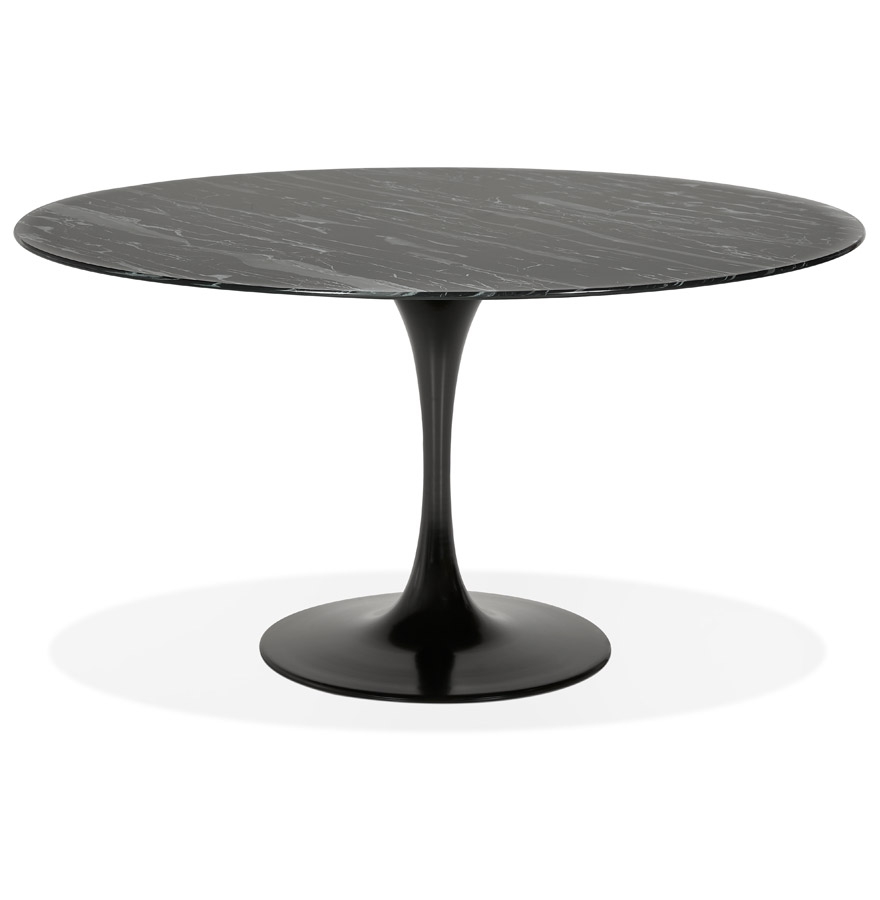 Table design ronde SHADOW noir verre marbre - Ø 140 CM