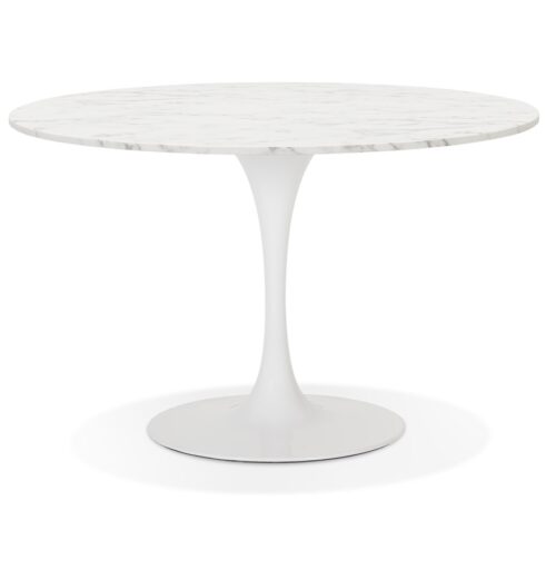 Table dîner ronde marbre blanc WITNEY - Ø 120 cm