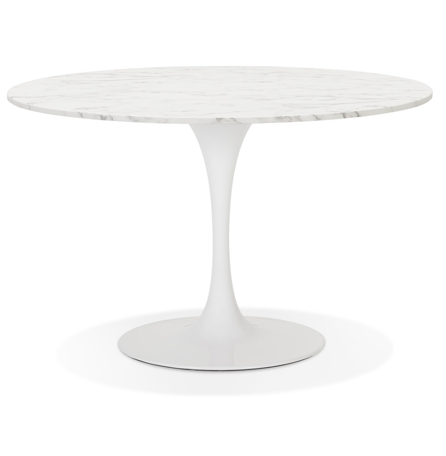 Table dîner ronde marbre blanc WITNEY - Ø 120 cm