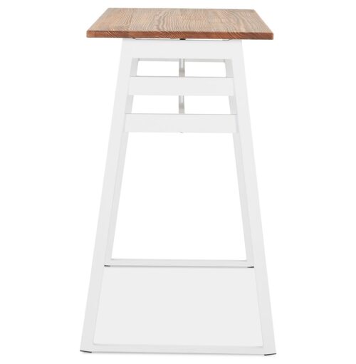 Table haute NIKI bois massif pied metal blanc 150x60cm 2