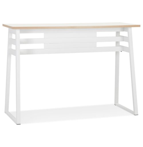 Table haute NIKI bois & métal blanc - 150x60 cm