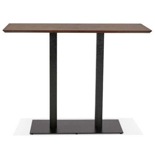 Table haute ZUMBA BAR design en bois Noyer avec pied metal noir 150x70 cm 1