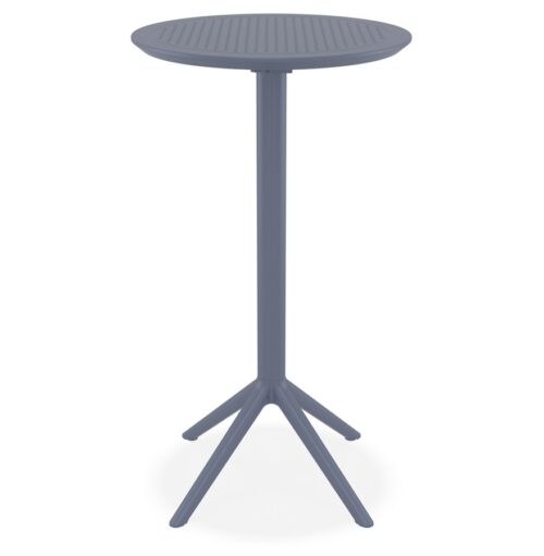 Table haute pliante en plastique gris fonce GIMLI BAR O 60 cm interieurexterieur 1