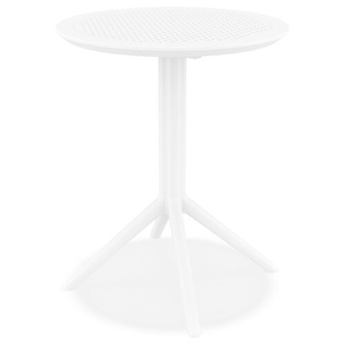 Table pliable ronde GIMLI blanche en plastique – intérieur/extérieur – Ø 60 cm