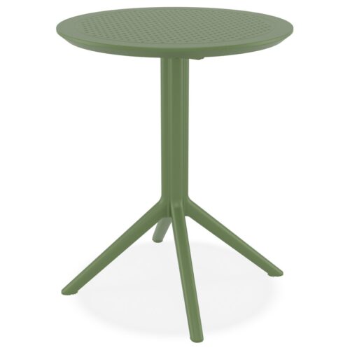 Table pliante GIMLI ronde en plastique vert – Ø 60 cm, intérieur/extérieur