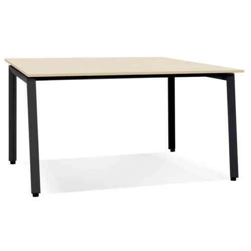 Table réunion/bureau AMADEUS SQUARE bois métal naturel/noir – 140×140 cm