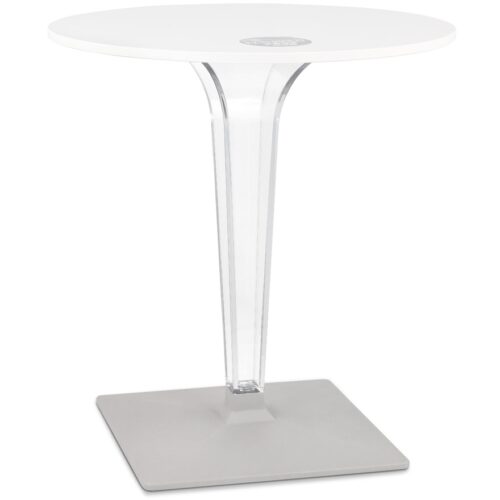 Table ronde LIMPID blanche intérieur/extérieur Ø 68 cm