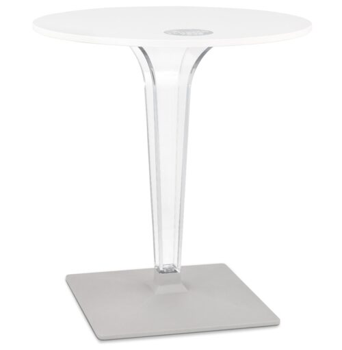 Table ronde LIMPID blanche intérieur/extérieur Ø 68 cm