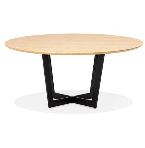 Table ronde LULU bois naturel et metal noir O120 cm 1