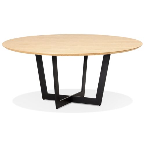 Table ronde LULU bois naturel et métal noir Ø120 cm