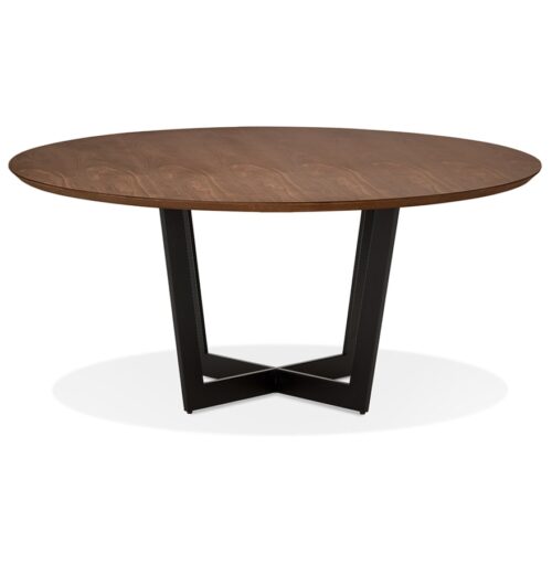 Table ronde LULU en bois Noyer et metal noir O120 cm 1