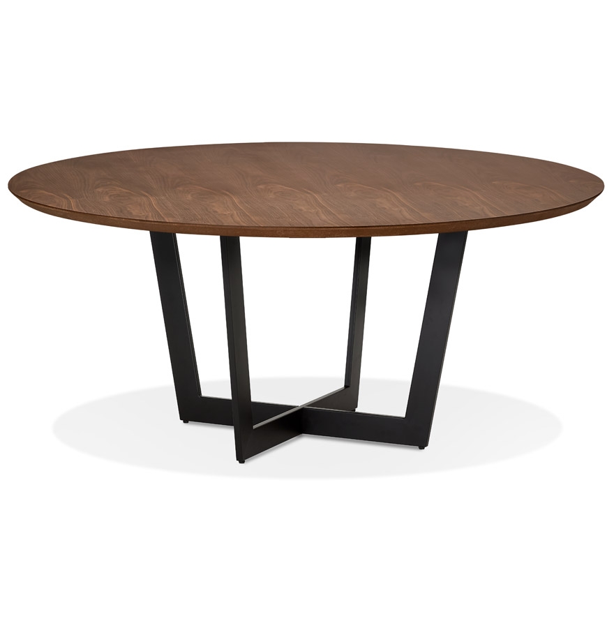 Table ronde LULU en bois Noyer et métal noir - Ø120 cm