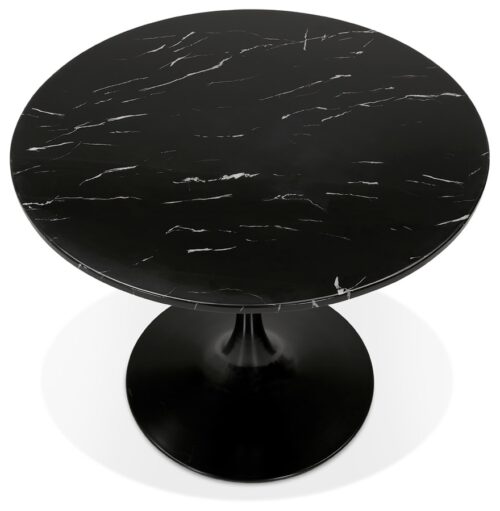 Table ronde URSUS en pierre noire et metal O 90 cm 1